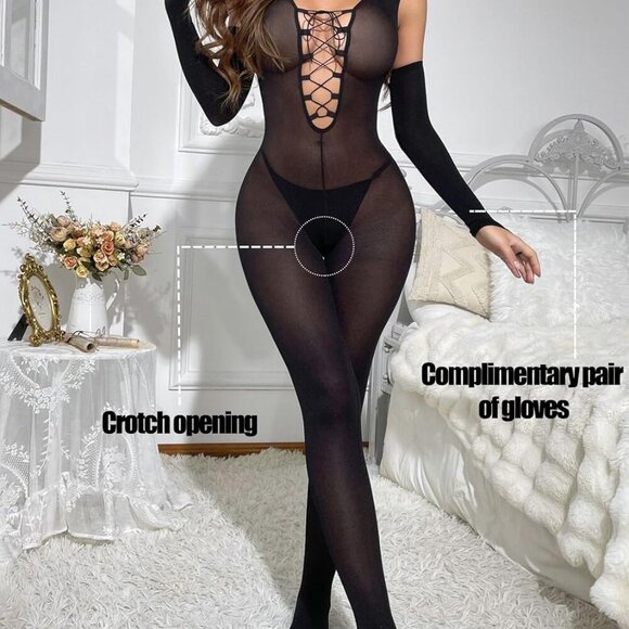 for Women Sleeveless Matte Full-body Bodysuit Crossed Chest Straps Deep V Jumpsu - Picture 2 of 6